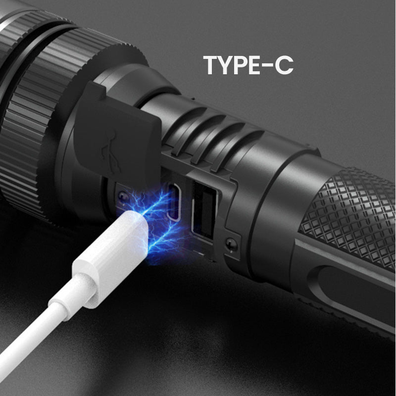 š„Hot Saleš„White Laser Flashlight with Zoom, Power Bank, and Digital Display