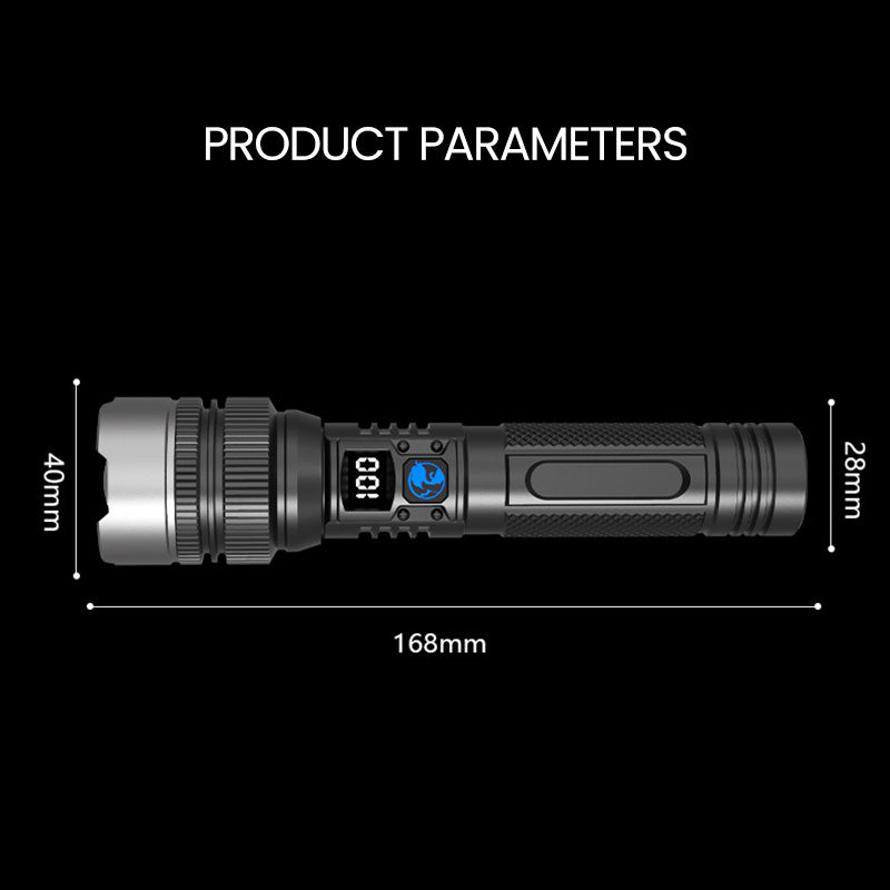 š„Hot Saleš„White Laser Flashlight with Zoom, Power Bank, and Digital Display