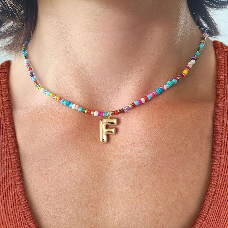 Custom Beaded Initial Necklace