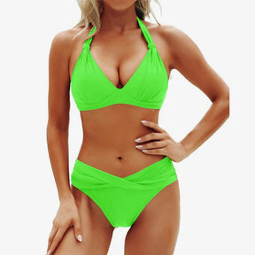 Flattering Two-Piece Bikini Set – Push-Up Halter V-Cut Bottom