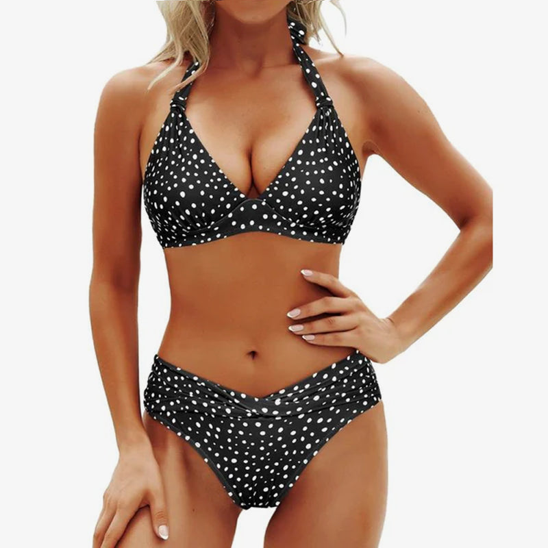 Flattering Two-Piece Bikini Set – Push-Up Halter V-Cut Bottom