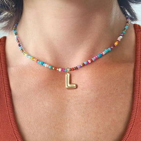 Custom Beaded Initial Necklace