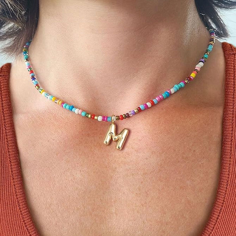 Custom Beaded Initial Necklace