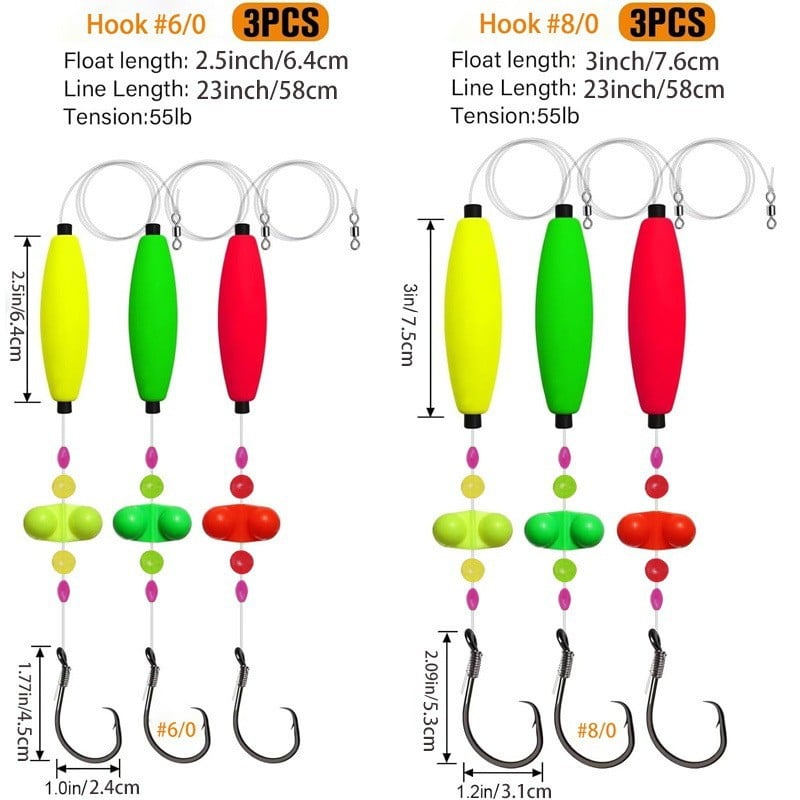Pre-Rigged Catfish Float Rigs with Rattle Beads