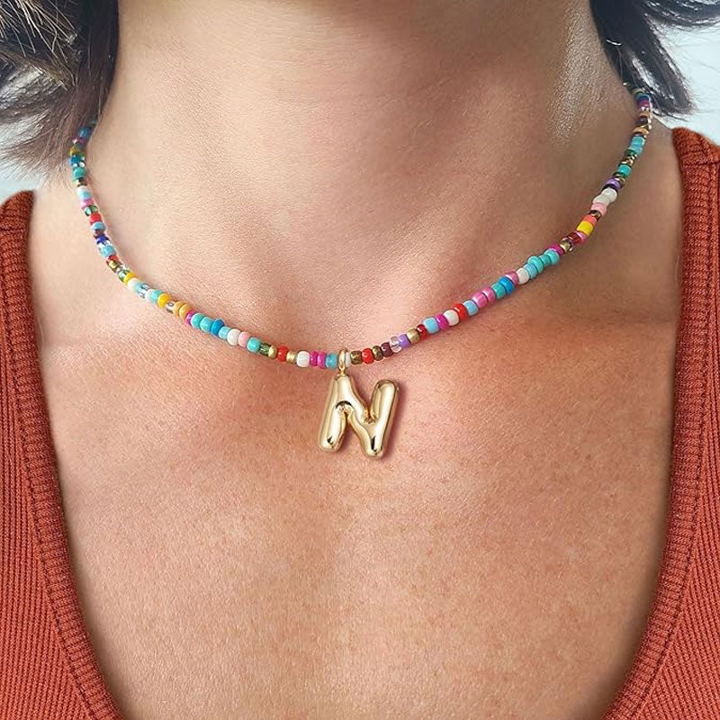 Custom Beaded Initial Necklace