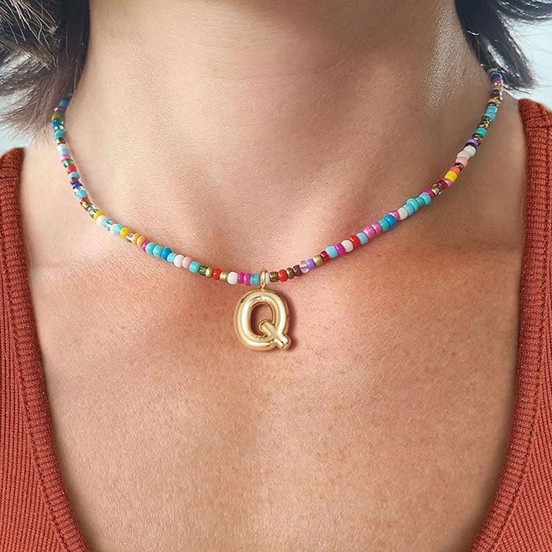 Custom Beaded Initial Necklace