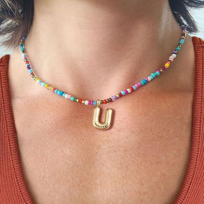 Custom Beaded Initial Necklace