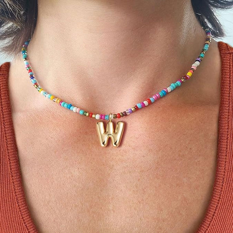 Custom Beaded Initial Necklace