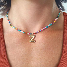Custom Beaded Initial Necklace