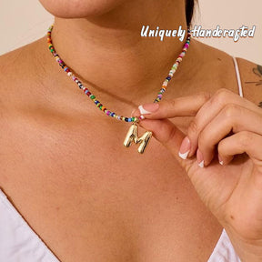 Custom Beaded Initial Necklace