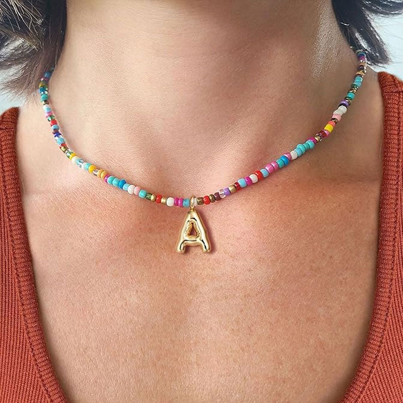 Custom Beaded Initial Necklace