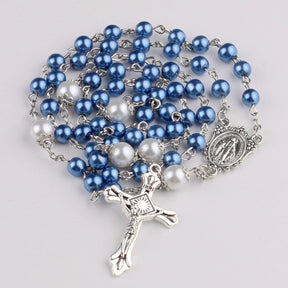 Virgin Mary alloy rosary beads — comes with a jewelry box
