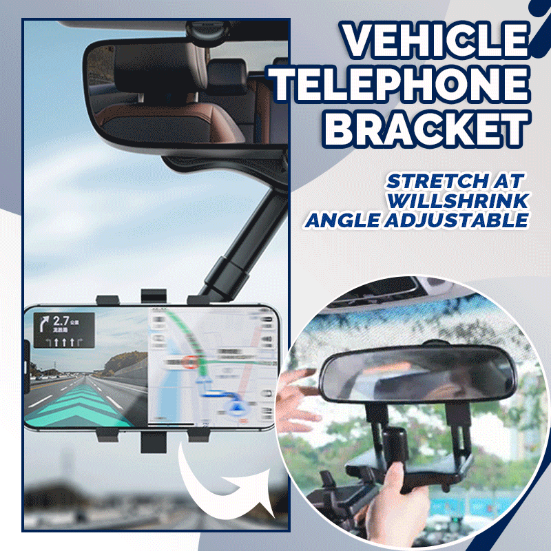 Rearview Mirror Phone Holder for Car - 360° Rotatable and Retractable