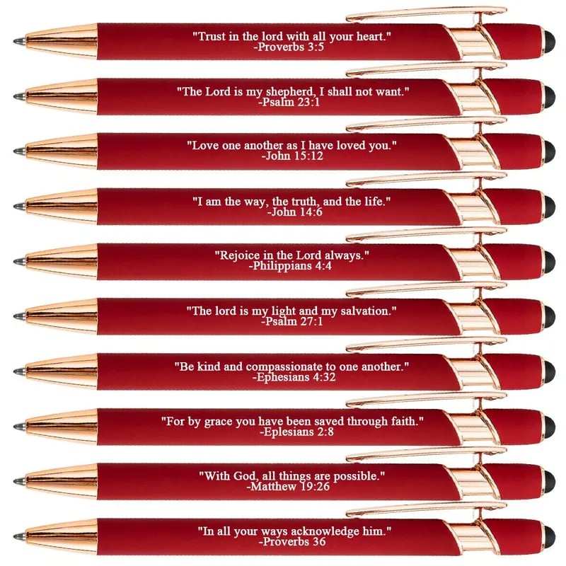❤️🙌Find Daily Strength: Premium Comfort Bible Verse Pens – 10pcs (Gift Set)